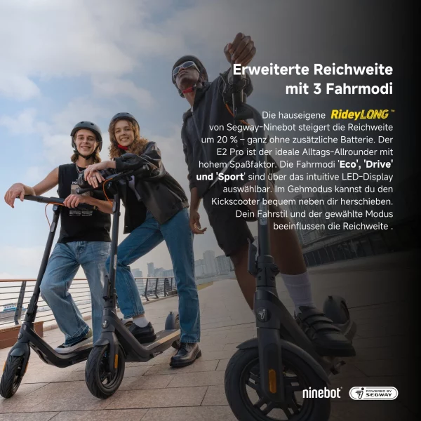 NINEBOT E2 PRO D E-Scooter (10 Zoll, Schwarz) – Bild 2