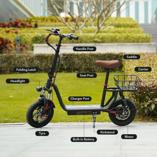 iScooter i12 500W Offroad Elektroroller 12 Zoll City E-Scooter 36V 7.5AH 25KM/H – Bild 12